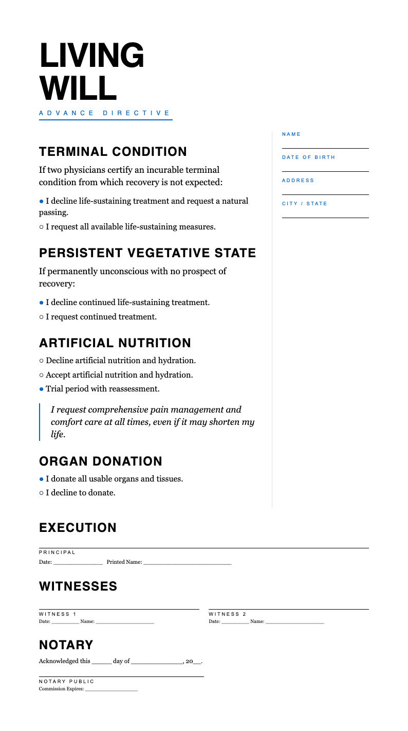 Typographic Only living will